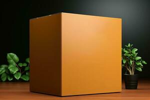 realistic cardboard box mockup photo