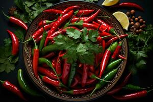 chili isolated dark background photo