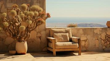 Panorama of a contemporary outdoor conversation inspire. Landscape Furniture photo