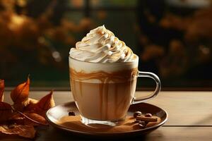 Caffee latte with whipped cream photo