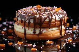 donuts with chocolate frosted and sprinkles donuts photo
