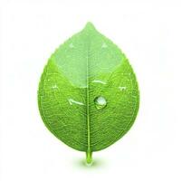 leaf lemon with drop of water isolated on white background ,Green leaves pattern. AI Generative photo