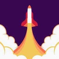 Space shuttle launching, rocket in space vector