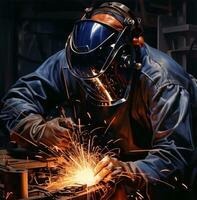Welding the art of putting metal between two pieces, industrial machinery stock photos