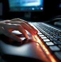 A marketers fingers typing on a keyboard in slow motion, business and marketing stock photos