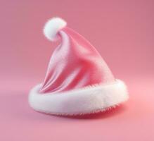 A santa hat on a pink background, christmas image, 3d illustration images photo