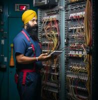 Man showing a clipboard in light of an electrical equipment, industrial machinery stock photos