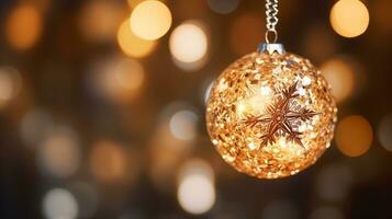 A macro shot of a christmas ornament, christmas image, photorealistic illustration photo