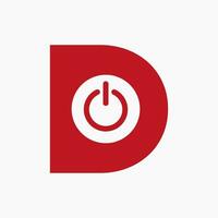 Letter D Power Logo Bolt Sign For Electronic Symbol vector