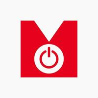 Letter M Power Logo Bolt Sign For Electronic Symbol vector