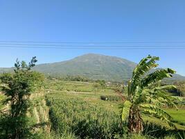 portrait of a small village settlement on a mountain side photo