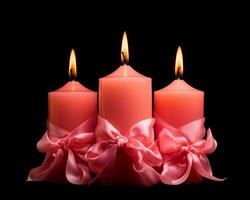 Tres velas en un negro fondo, diwali valores imágenes, realista valores fotos