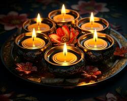 Diwali lights candle decor, diwali stock images, realistic stock photos