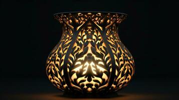 Diwali lamp pattern with candle on black background, diwali stock images, realistic stock photos