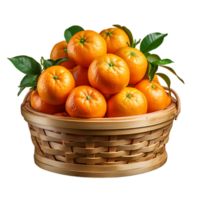 cesta llena de mandarinas en blanco antecedentes png