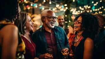 A group of people laughing and talking at a party, mental health images, photorealistic illustration photo