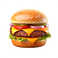 burger 3d framställa på vit bakgrund png