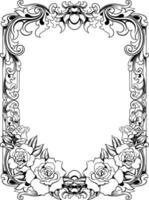 Lineart classic vintage carved ornament element design vector