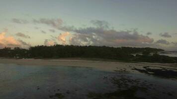 Flying from island edge to deep ocean, Mauritius video