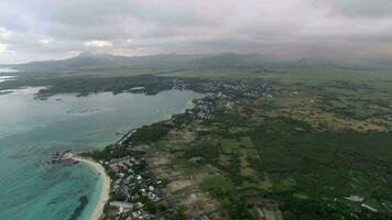 Aerial view of coast line of Mauritius Island video