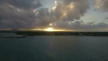 Aerial view of sunset on Mauritius Island video