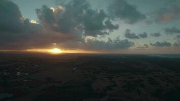 Scenic aerial view of sunset in Mauritius video