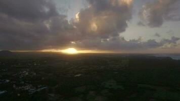 Sunset on Mauritius Island Aerial view video