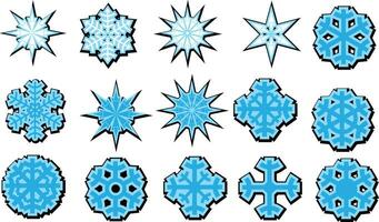 Set of snowflakes stickers badges icon snow flakes vector