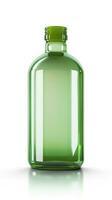 Jelly green, 3D rendering, solid color bottle. AI Generative photo