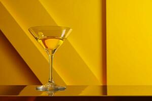 Yellow cocktail glass. Generate Ai photo