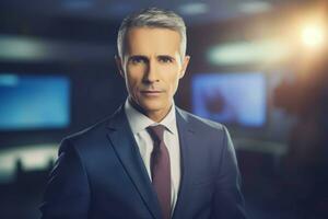 Tv news presenter man. Generate Ai photo