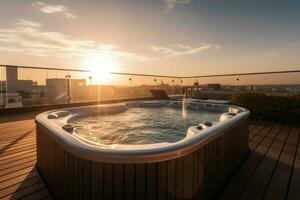 Roof relaxing jacuzzi. Generate Ai photo