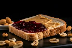 Peanut butter jelly sandwich. Generate Ai photo