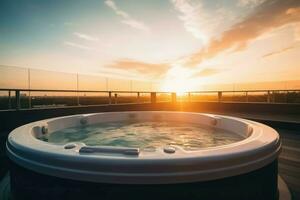 Roof relaxing jacuzzi luxury. Generate Ai photo
