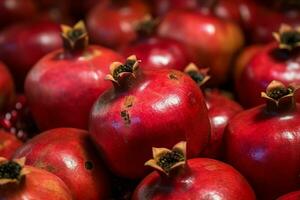 Pomegranate red background. Generate Ai photo