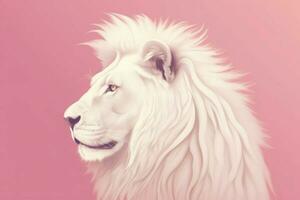 blanco león cabeza rosado antecedentes. generar ai foto