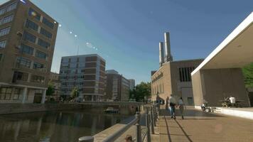 View of Rotterdam with apartments along the canal video