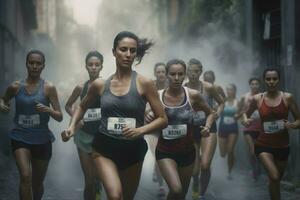 maratón mujer finalizar. generar ai foto