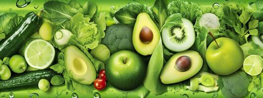 bandera diseño de verde frutas y vegetales. generativo ai. foto