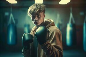 Guy model training boxing. Generate Ai photo