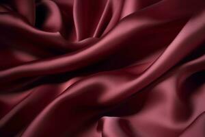 Burgundy silk drapery. Generate Ai photo