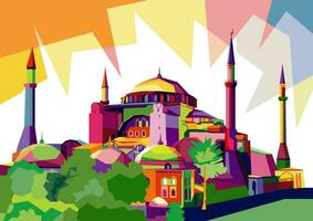 illustration of a mosque in the wpap image style vector