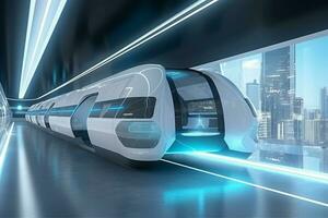 Urban mobile future subway speed. Generate Ai photo