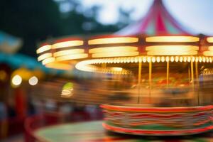 Blur defocused amusement park joy. Generate Ai photo