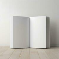 Blank opened book mockup isolated on white background. Generative AI photo