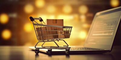 Digital E-Commerce Sales Increase.  Save Time and Money with Multiple Products in One Cart. Shop with Confidence. E-commerce concept. AI Generative photo
