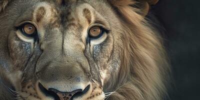 Close up of an African lion. Generative AI photo