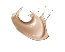 Liquid foundation splash element, fluid cosmetic cream 3d rendering. AI Generated photo