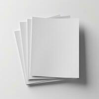 Blank white paper isolated on white background. Generative AI photo