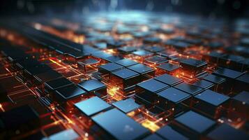 Modern digital abstract 3D background. Can be used in the description of network abilities, technological processes. ai generated photo